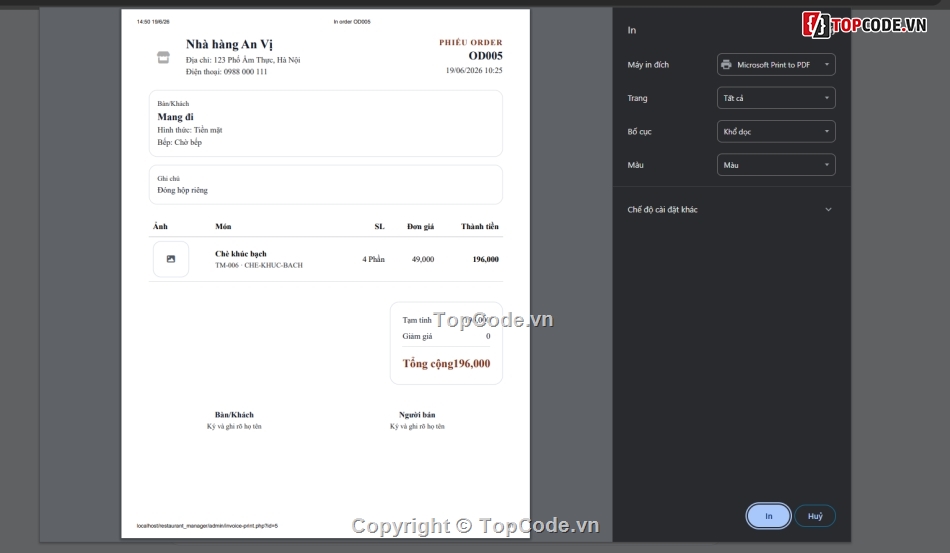 Website quản lý,nhà hàng,hàng nhà,quản lý